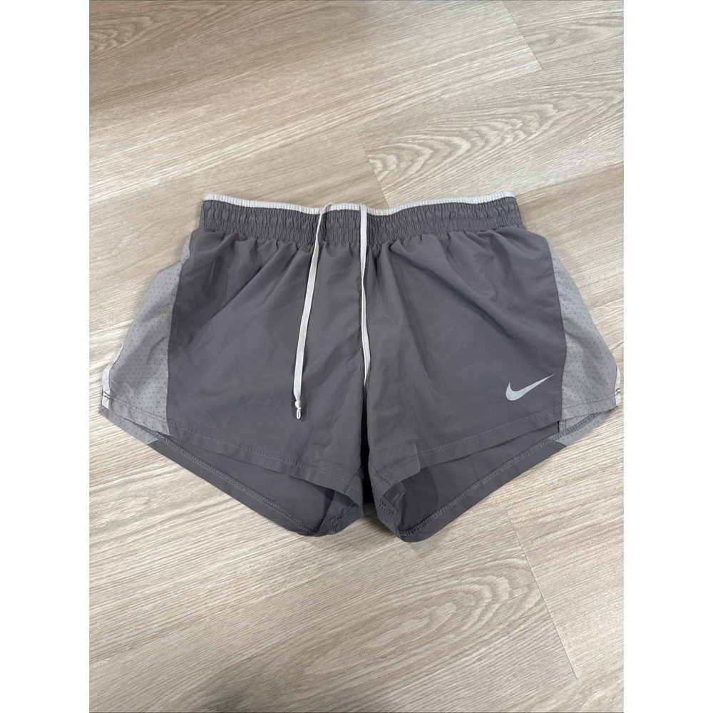 Nike Wonen's Dri-Fit Lined Gray Shorts Drawstring Waist Size Small Running Track